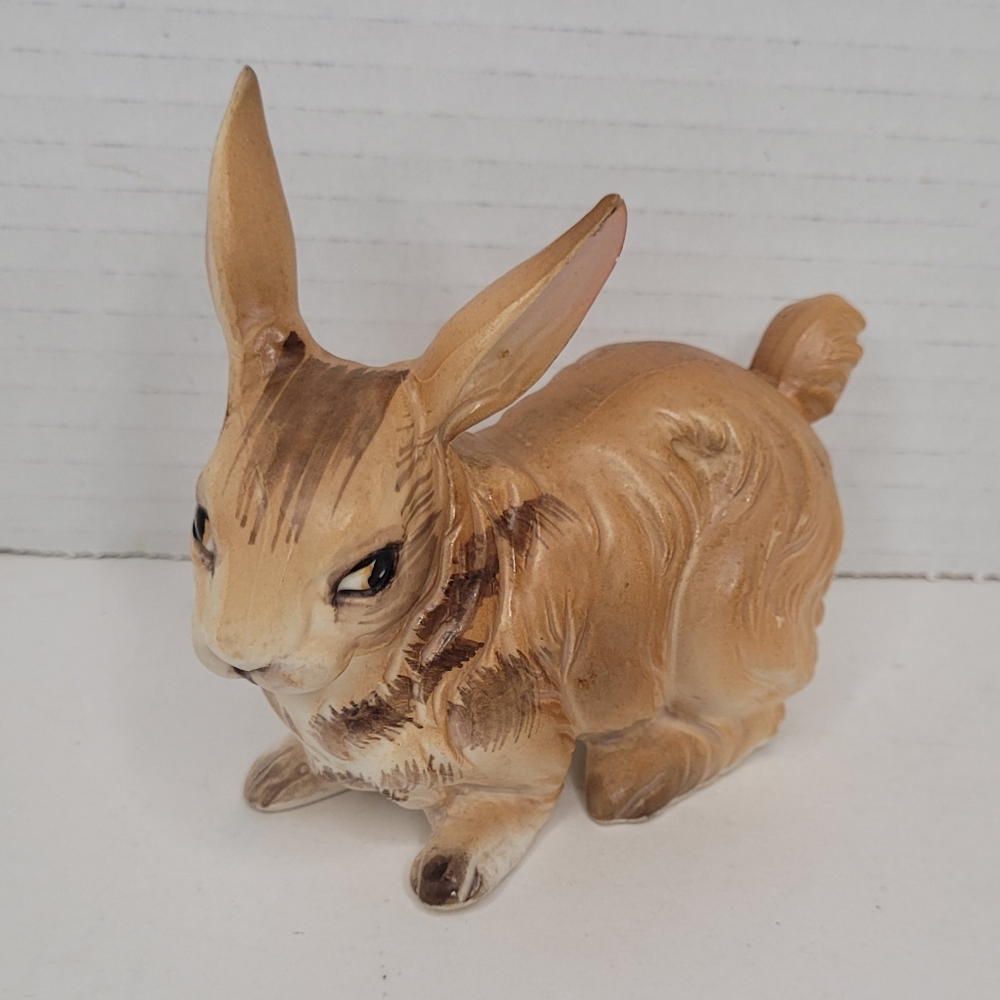 Charming Bunny Rabbit Painted Porcelain Bisque Figure By Norcrest Japan